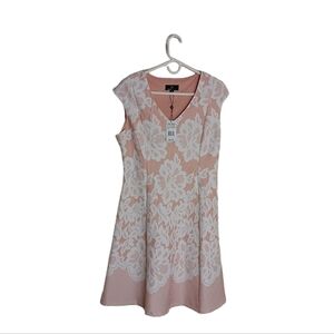 Ronni Nicole Women's White Peach Lined Sleeveless Flare V-Neck Dress.Siz…